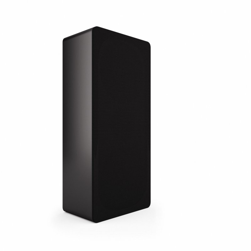 Acoustic Energy AE105 On-Wall Speaker Black (Single) — angled view (vertical, with grille)