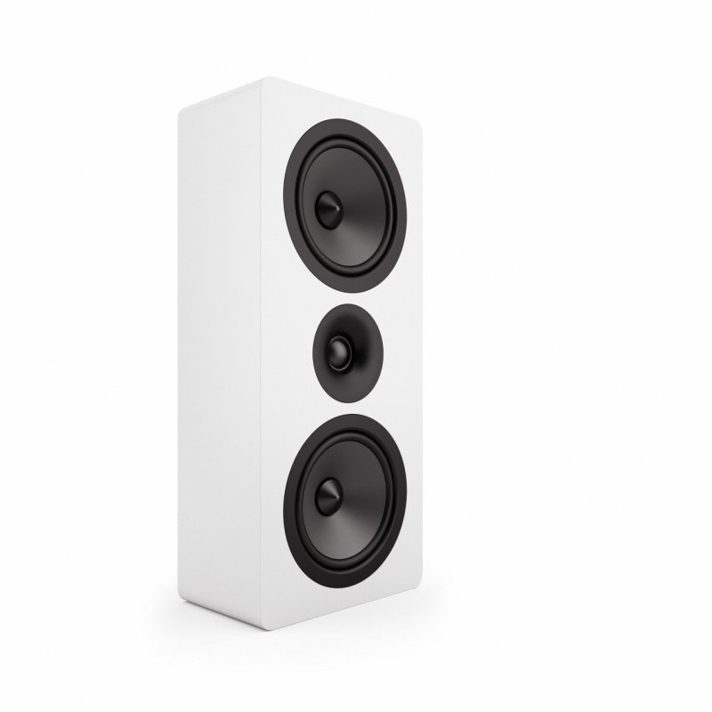 Acoustic Energy AE105 On-Wall Speaker White (Single) — angled view (vertical, no grille)