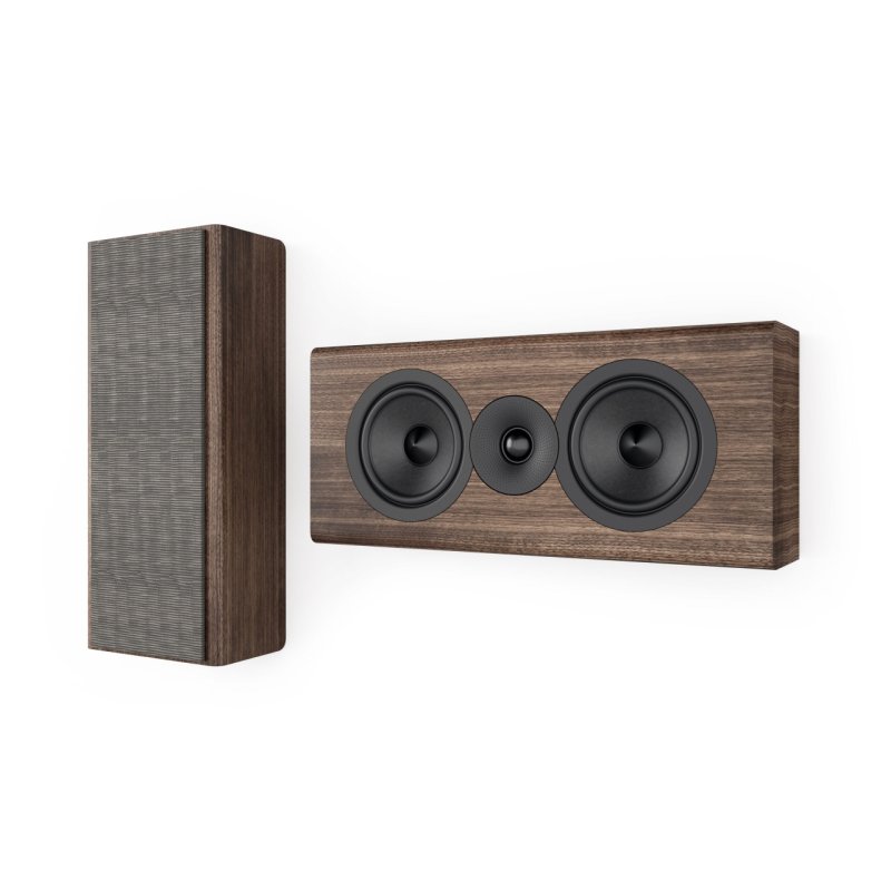 Acoustic Energy AE307 Centre Speaker Walnut — vertical and horizontal mounting options