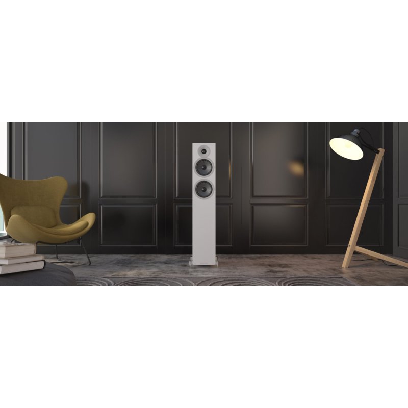 Acoustic Energy AE309 MK2 Floorstanding Speakers White (Pair) — lifestyle (grille off)