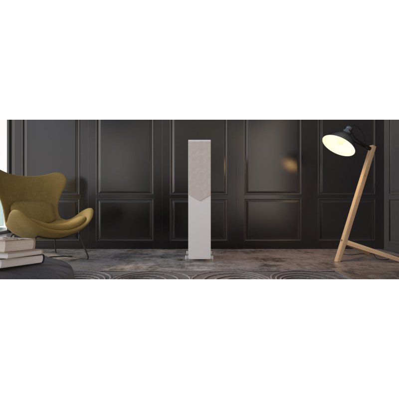 Acoustic Energy AE309 MK2 Floorstanding Speakers White (Pair) — lifestyle (grille on)