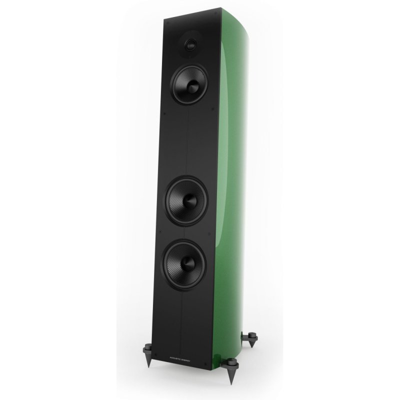 Acoustic Energy Corinium Floorstanding Speakers British Racing Green (Pair) — angled view without grille