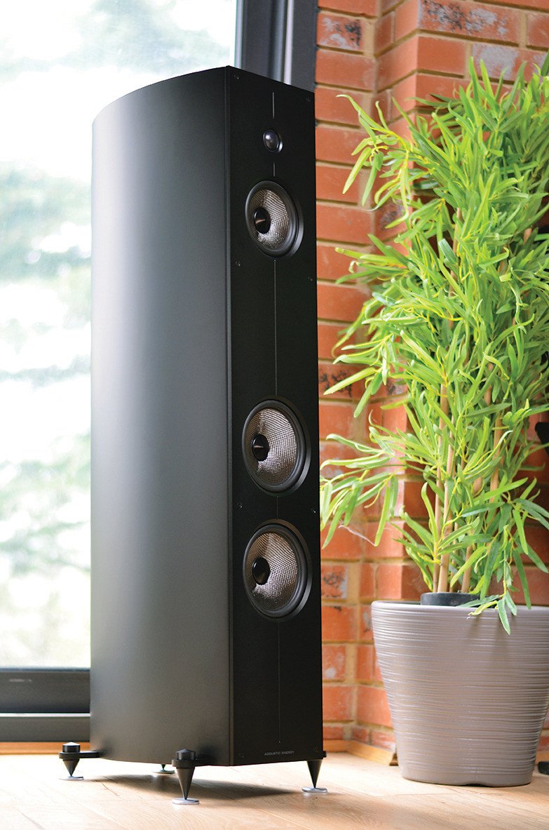 Acoustic Energy Corinium Floorstanding Speakers Matte Black (Pair) — lifestyle studio