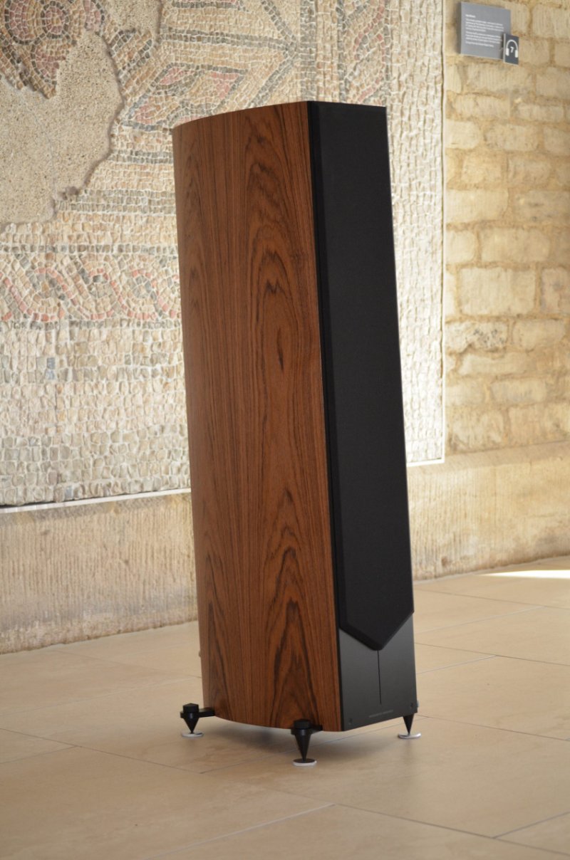 Acoustic Energy Corinium Floorstanding Speakers (Tectona) detail with grille