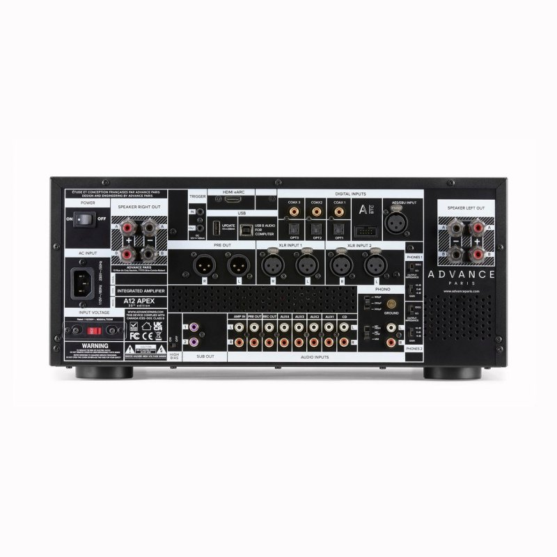 Advance Paris A12 Apex Integrated Amplifier Black — rear panel