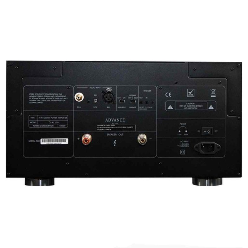 Advance Paris X-A1200 Mono Power Amplifier — rear panel