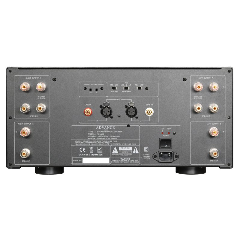 Advance Paris X-A600 Power Amplifier — rear panel close-up