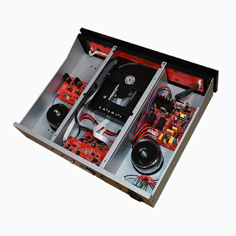 Advance Paris X-D500 CD Transport — internal view showing dual toroidal transformers