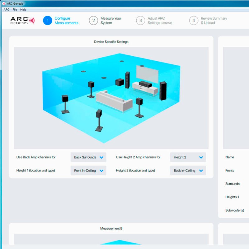 Anthem ARC Genesis Guru Service — measurement configuration screen