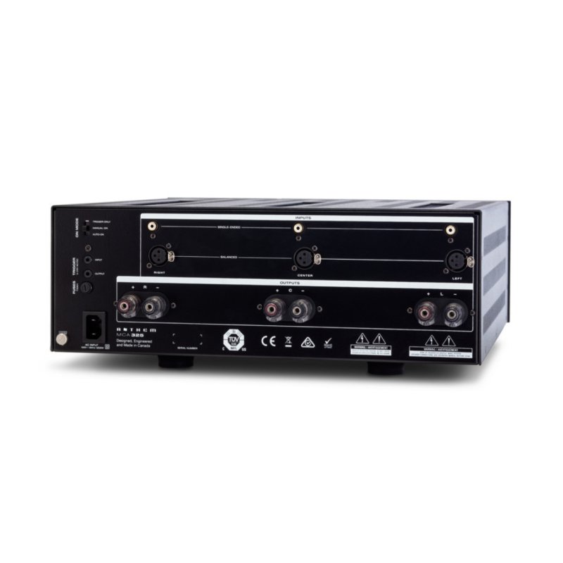 Anthem MCA 325 3-Channel Power Amplifier, rear three-quarter view