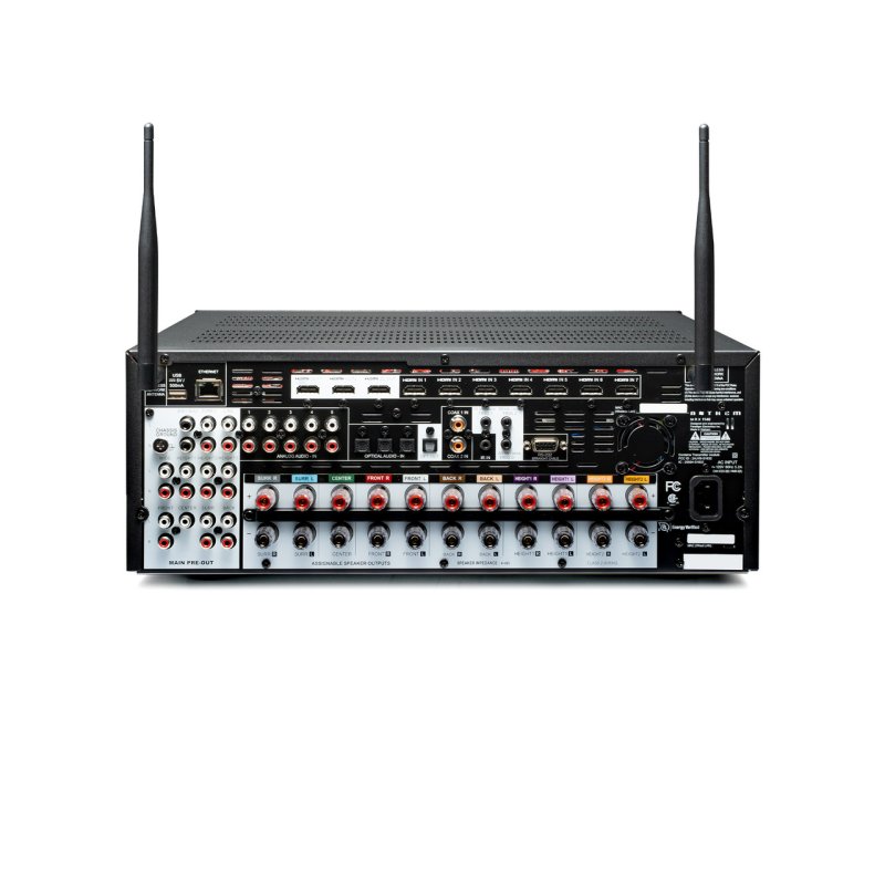 Anthem MRX 1140 AV Receiver rear panel with antennas
