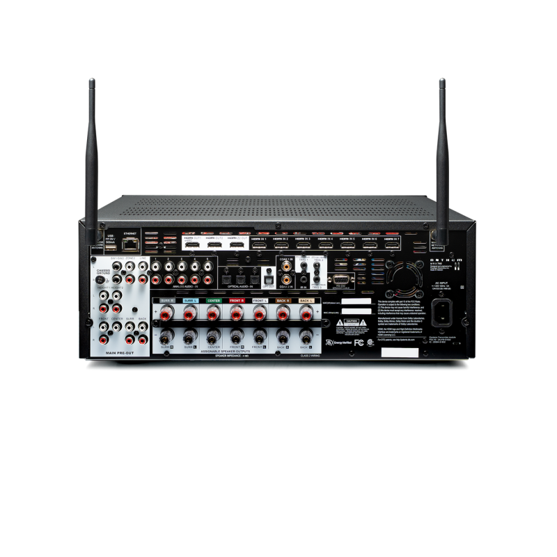 Anthem MRX 740 8K AV Receiver — rear panel with antenna