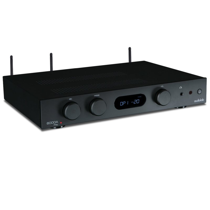 Audiolab 6000A Play Streaming Amplifier Black — three-quarter rear view