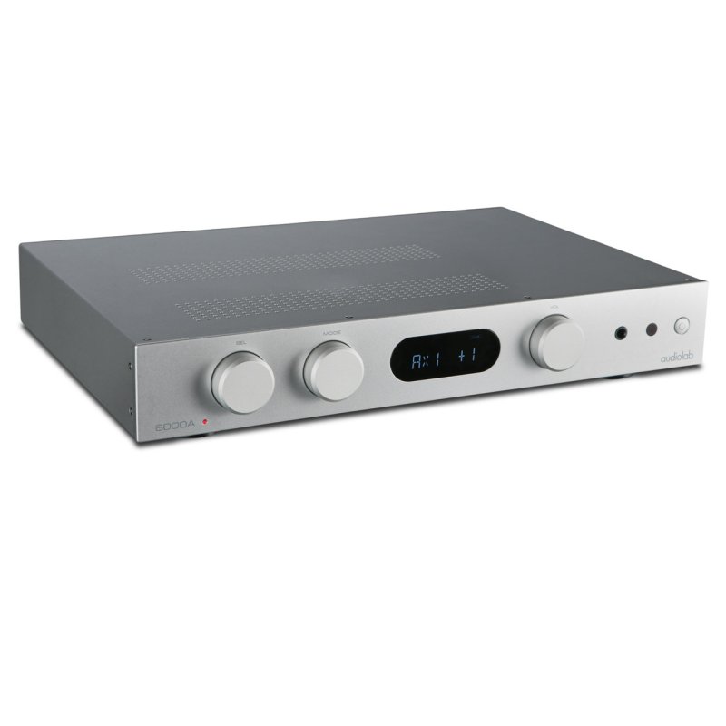 Audiolab 6000A Integrated Amplifier Silver — three-quarter view