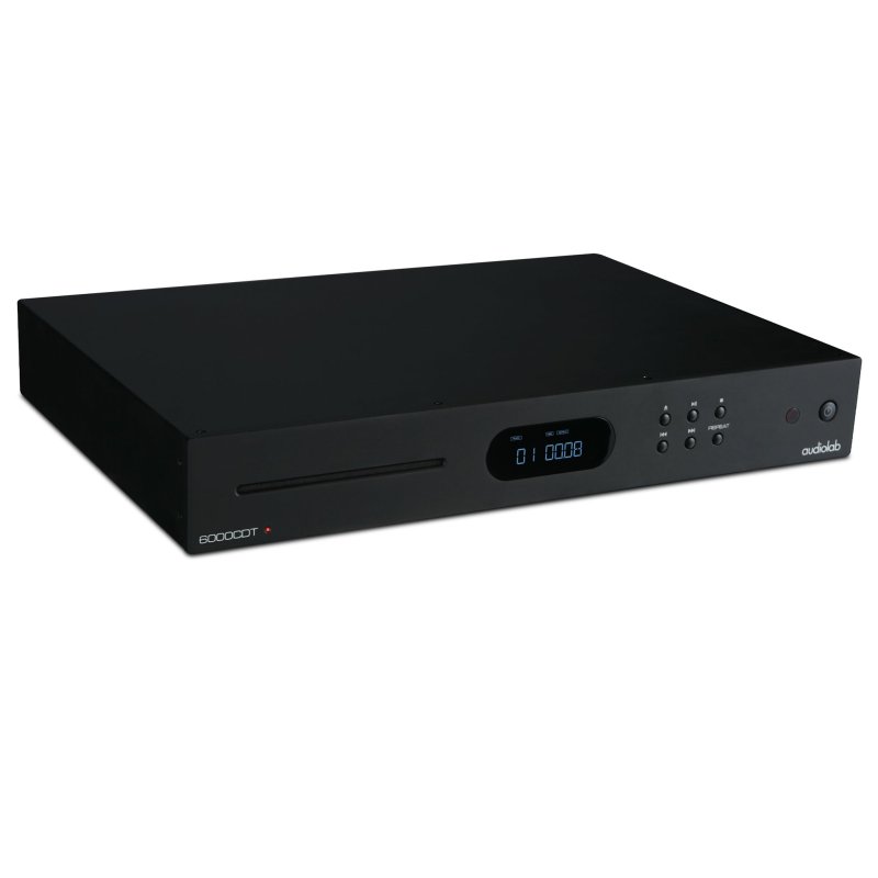 Audiolab 6000CDT CD Transport Black, angled view (left)