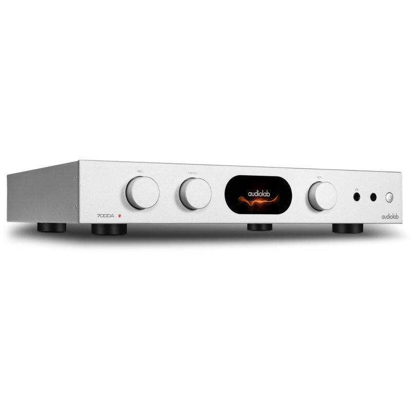 Audiolab 7000A Integrated Amplifier Silver — angled view (right)