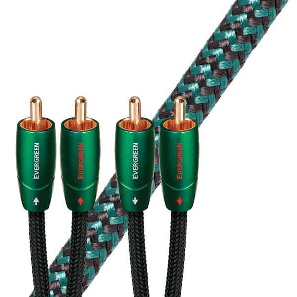 AudioQuest Evergreen RCA Interconnect Cable (2m Pair) — connectors and nylon braid detail