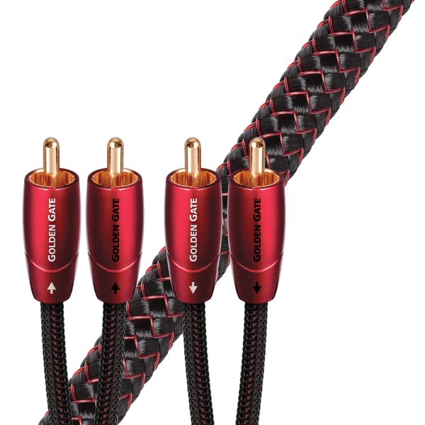 AudioQuest Golden Gate RCA Interconnect Cable (2m Pair) — close-up with cable braid