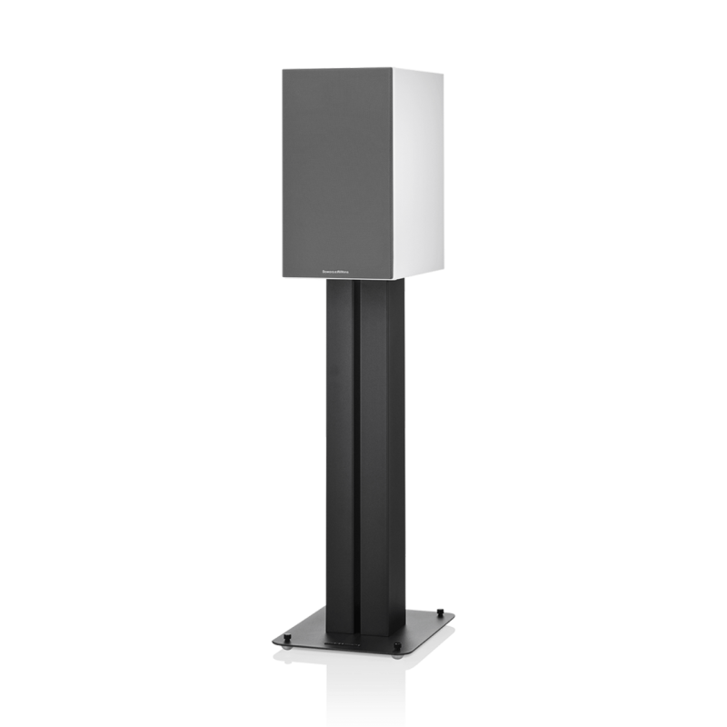 Bowers & Wilkins 606 S2 Anniversary Edition Bookshelf Speakers White (Pair) — with grille on stand
