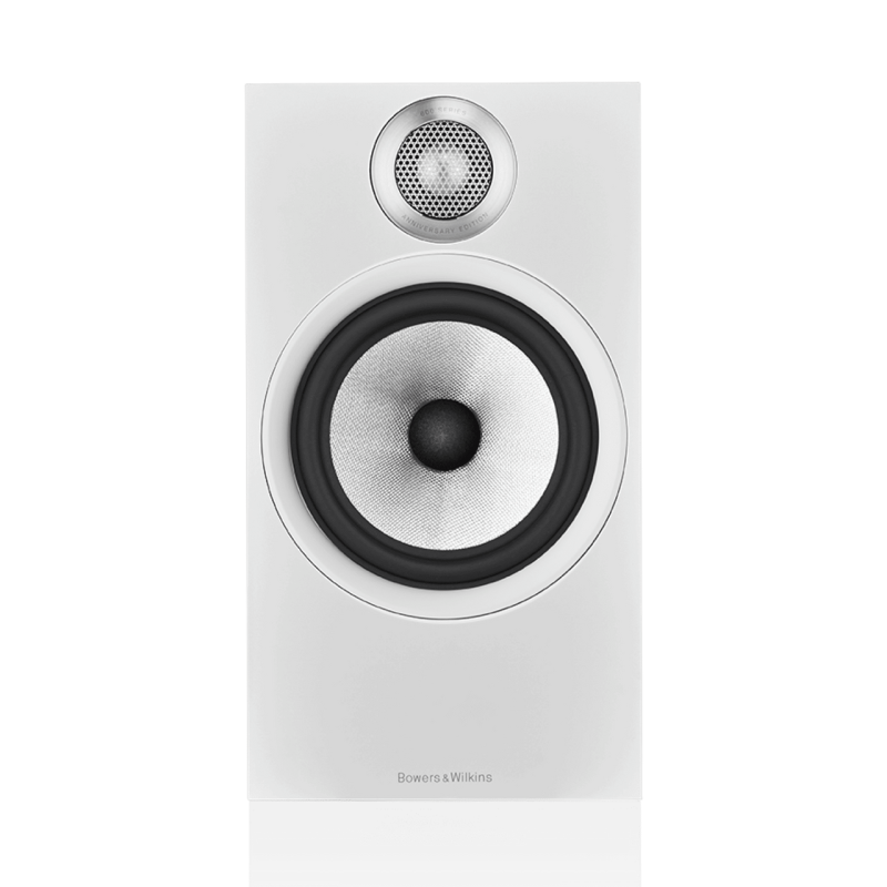 Bowers & Wilkins 606 S2 Anniversary Edition Bookshelf Speakers White (Pair) — close-up front showing Continuum cone and tweeter