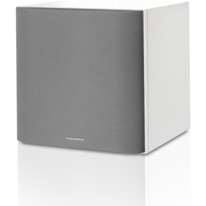 Bowers & Wilkins ASW610 Active Subwoofer Matte White — angled view (grille on)