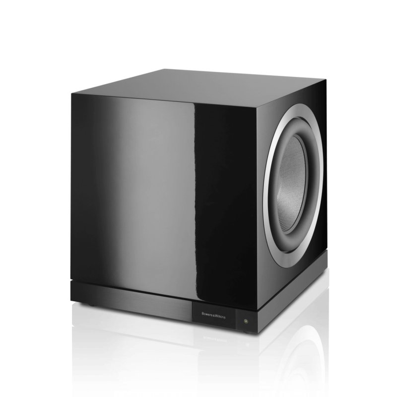 Bowers & Wilkins DB2D Active Subwoofer Gloss Black — hero angle with driver