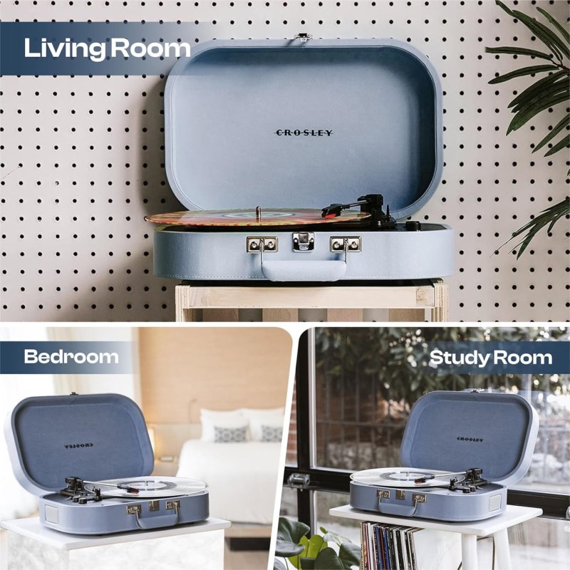 Crosley Discovery Portable Bluetooth 3-Speed Suitcase Vinyl Turntable - Glacier