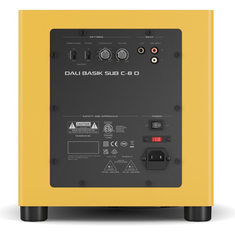 DALI BASIK SUB rear amplifier panel with crossover, volume, phase and input controls
