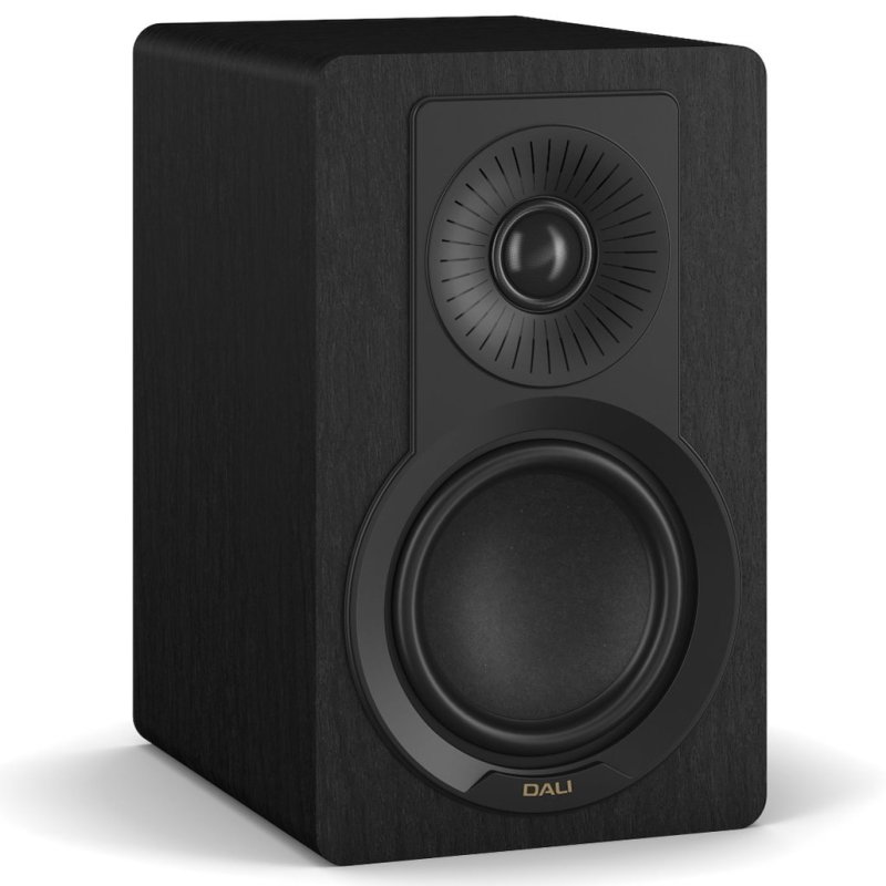 DALI KUPID Bookshelf Speakers Black Ash (Pair) — front three-quarter view