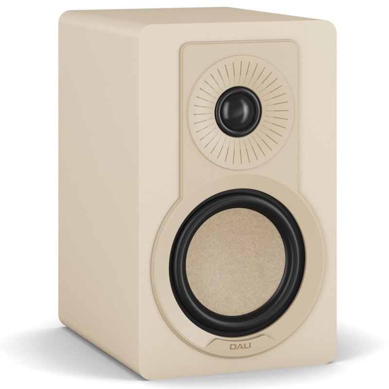 DALI KUPID Bookshelf Speakers Caramel White (Pair) — front three-quarter view