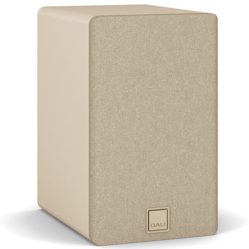 DALI KUPID Bookshelf Speakers Caramel White (Pair) — side view (grille on)