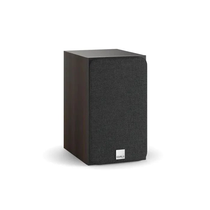 DALI Oberon 1 Bookshelf Speakers Dark Walnut (Pair) — front view (grille on)
