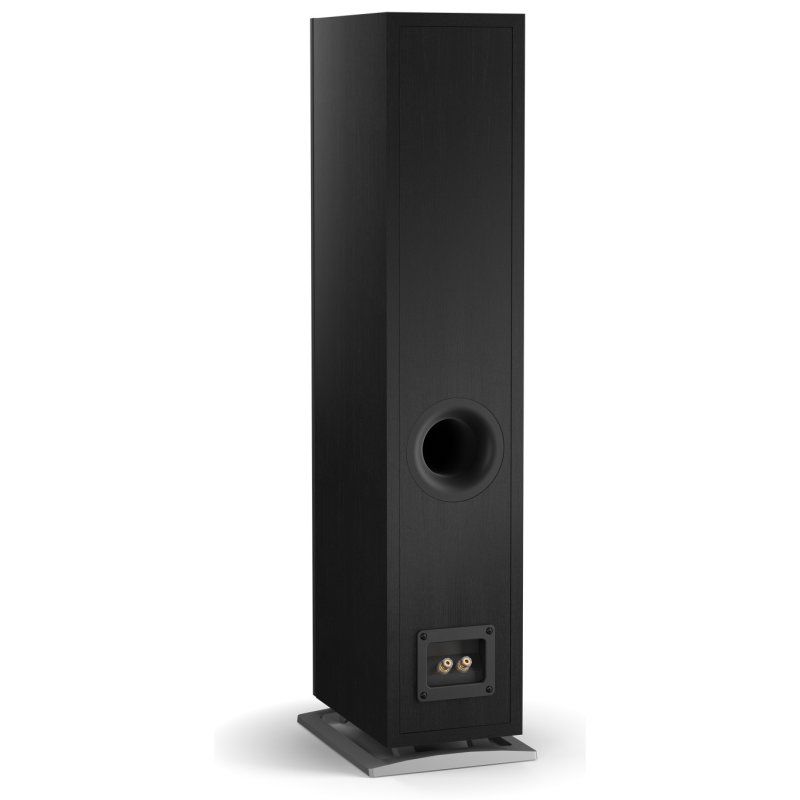 DALI Oberon 5 Floorstanding Speakers Black Ash (Pair): rear three-quarter view