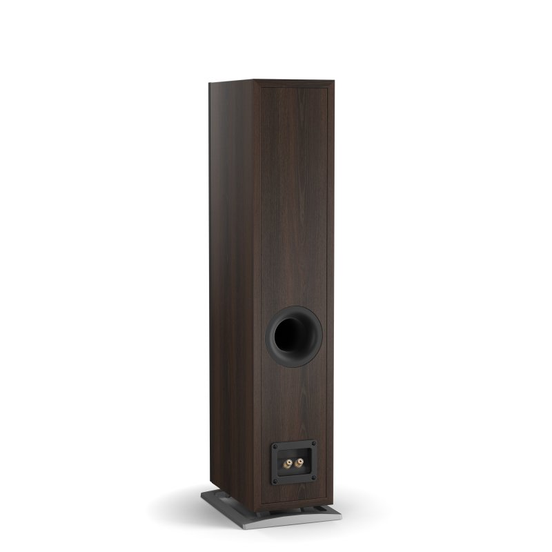 DALI Oberon 5 Floorstanding Speakers Dark Walnut (Pair): rear three-quarter view