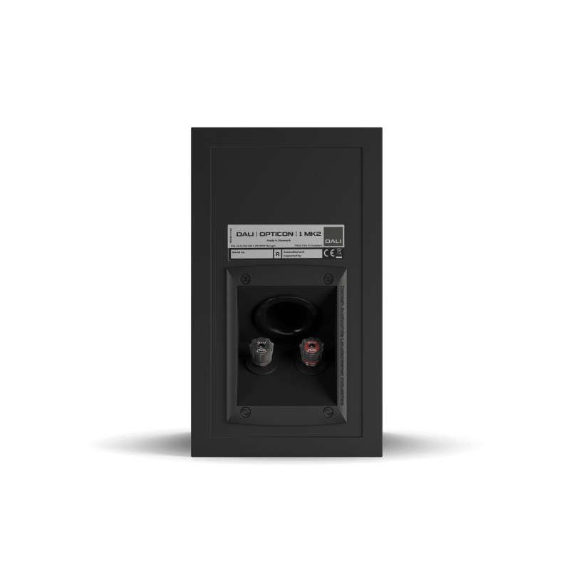 DALI Opticon 1 MK2 Bookshelf Speakers Black (Pair) — rear panel