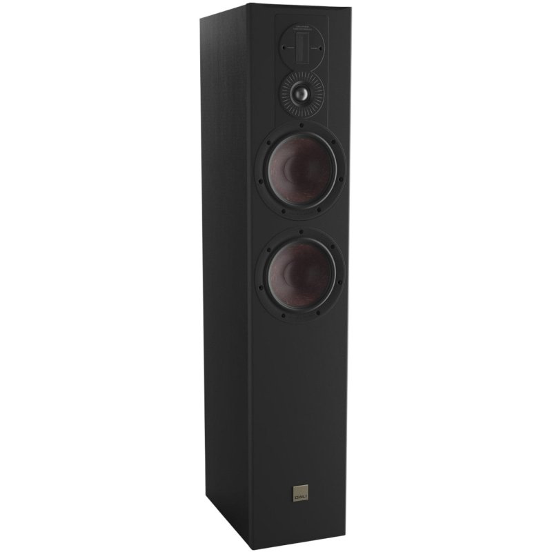 DALI Opticon 6 MK2 Floorstanding Speakers Black (Pair) — front view (single, grille off)