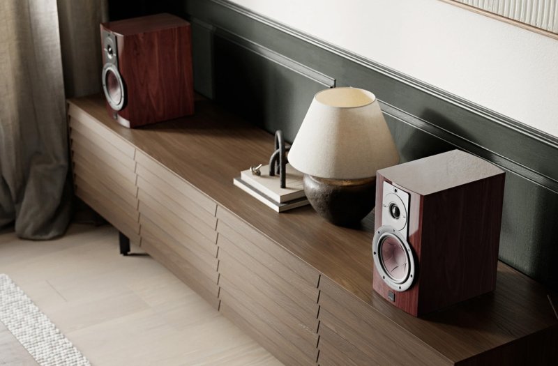 DALI Rubikore 2 High Gloss Maroon in room setting