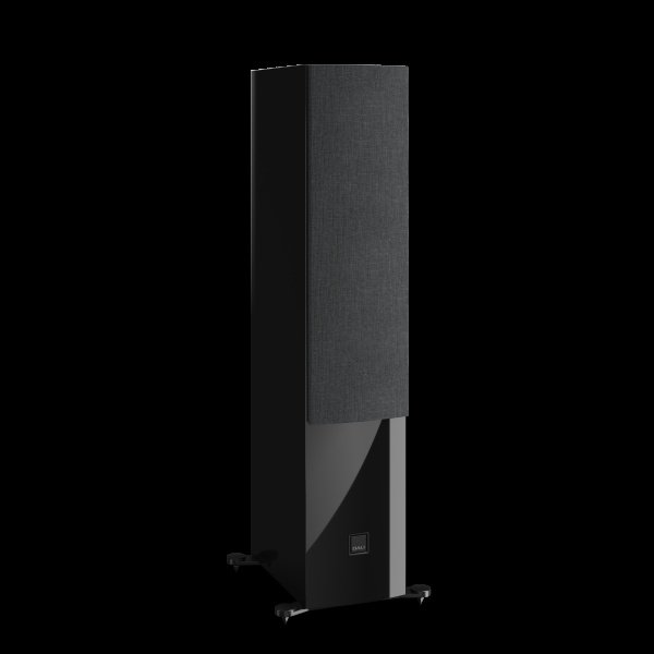 DALI Rubikore 6 High Gloss Black angled with grille