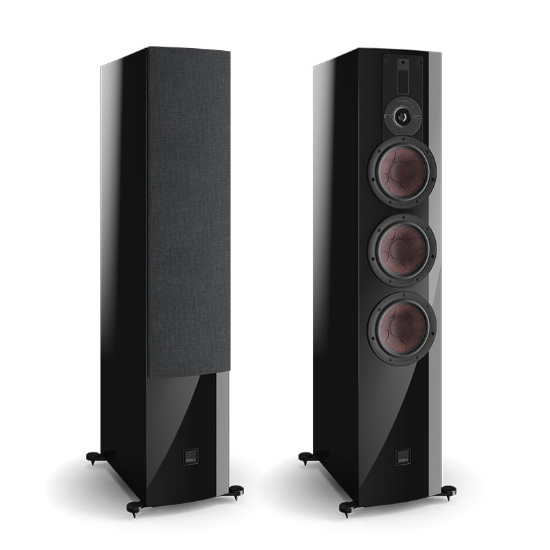 DALI Rubikore 8 High Gloss Black pair, one grille fitted