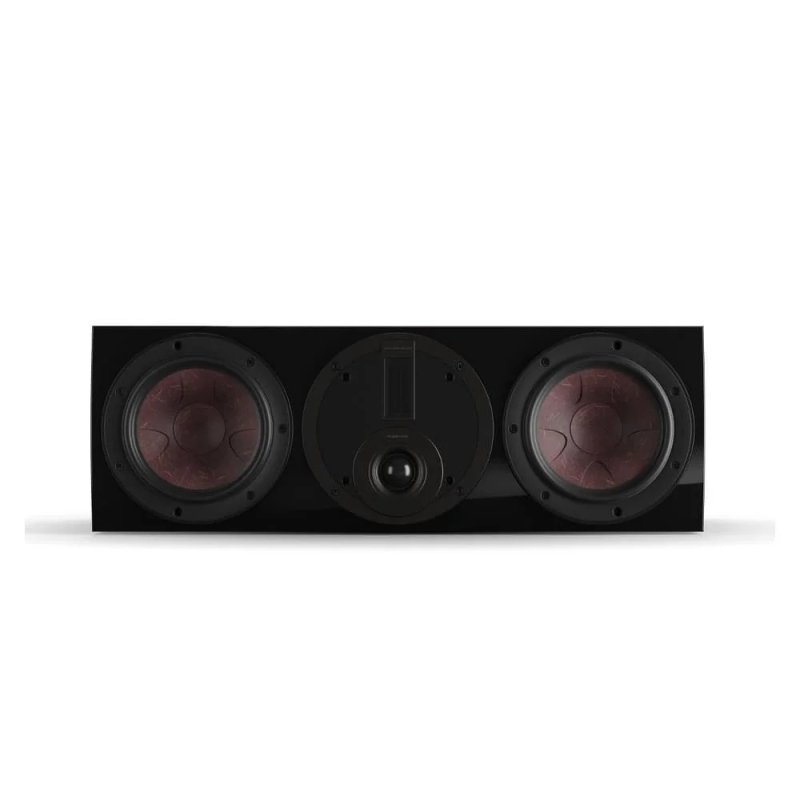 DALI Rubikore Cinema High Gloss Black front view, grille removed