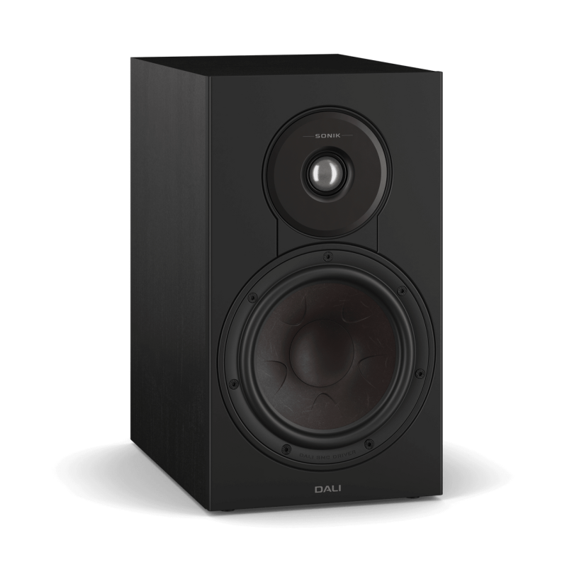 DALI Sonik 3 Bookshelf Speakers Black Ash (Pair) — angle view (grille off)