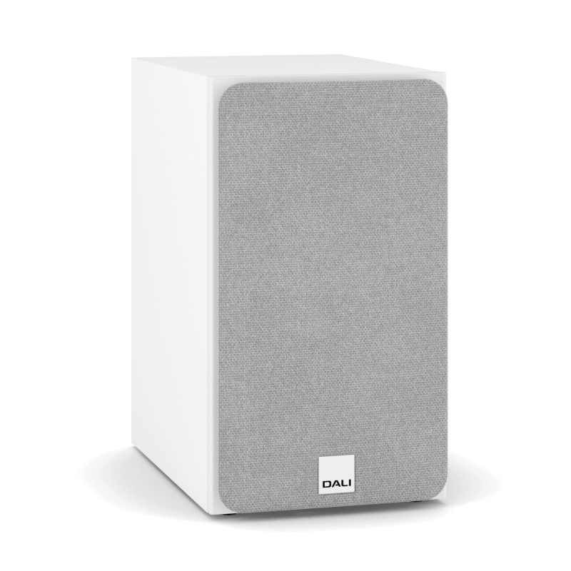 DALI Sonik 3 Bookshelf Speakers White (Pair) — angle view (grille on)