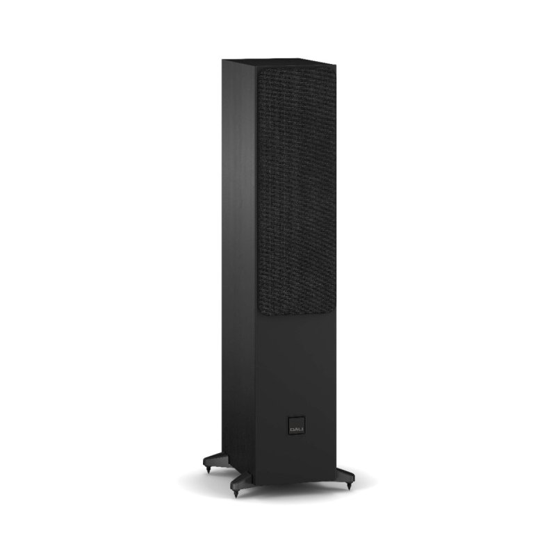 DALI Sonik 5 Floorstanding Speakers Black Ash (Pair) — three-quarter view (grille on)