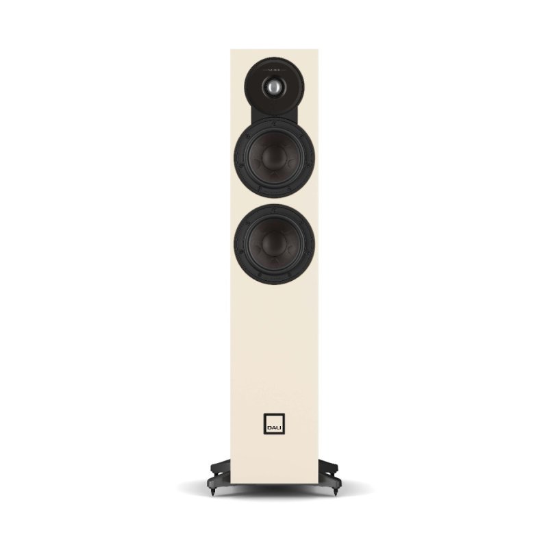 DALI Sonik 5 Floorstanding Speakers Natural Oak (Pair) — three-quarter view (grille on)