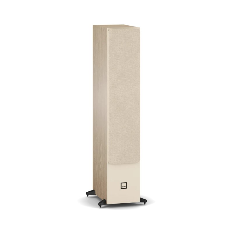 DALI Sonik 9 Floorstanding Speakers Natural Oak (Pair) — front view with grille (angled)