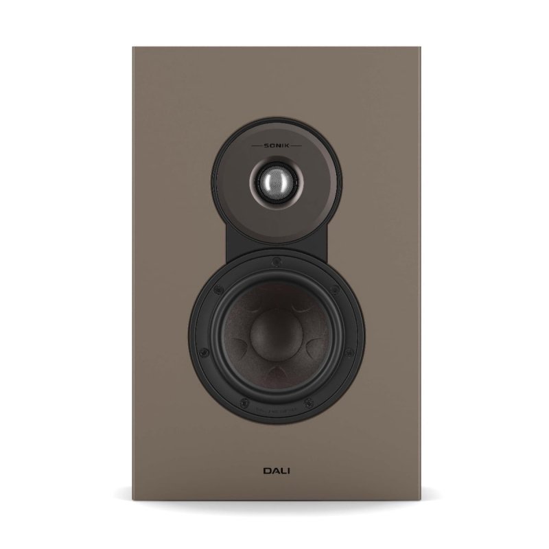 DALI Sonik On-Wall Walnut — front view (drivers visible)