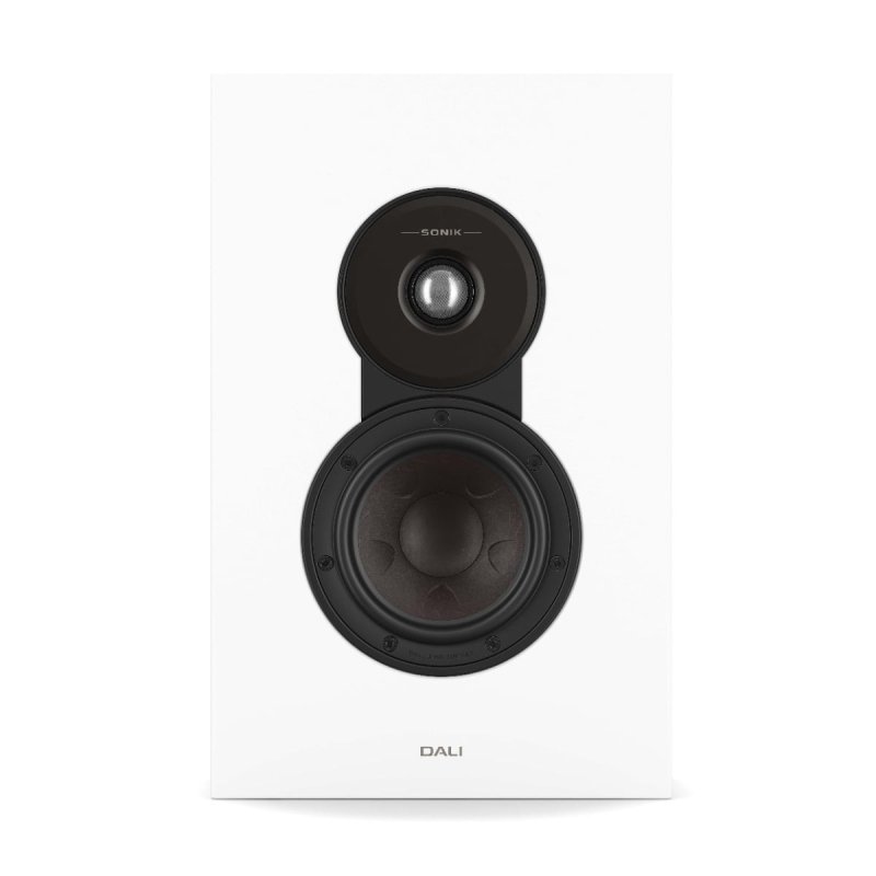 DALI Sonik On-Wall White — front view (drivers visible)