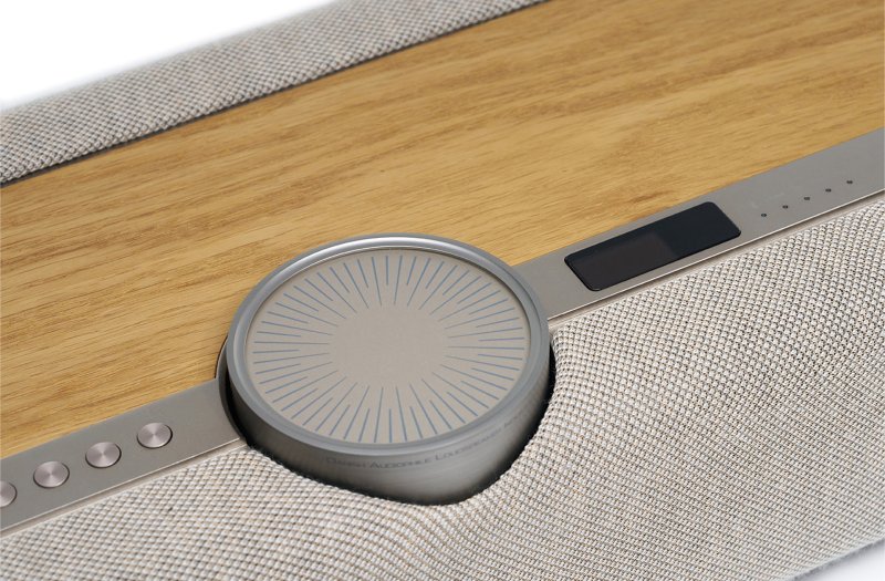 DALI VEGA Natural Oak, close-up of the control dial and display
