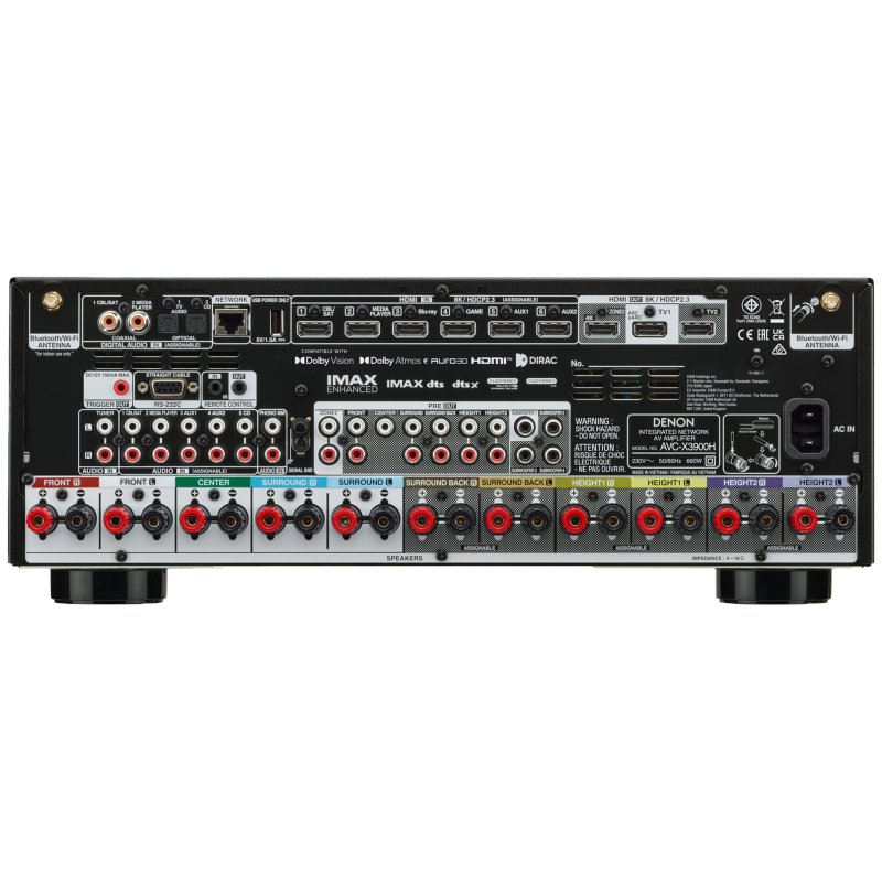 Denon AVC-X3900H AV Amplifier - rear panel connections