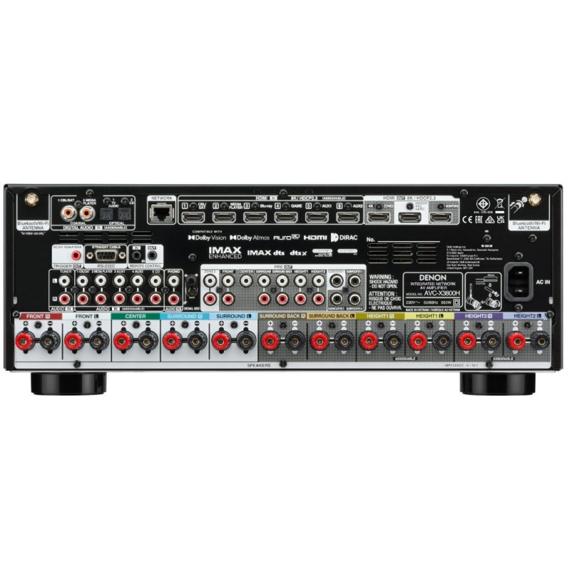 Denon AVC-X3800H AV Receiver Black — rear panel